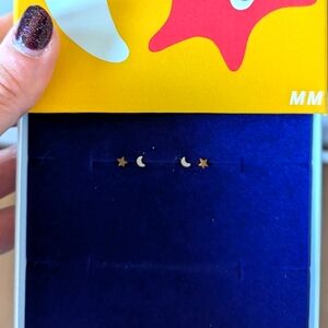 Maison Miru flat back moon and star earrings
